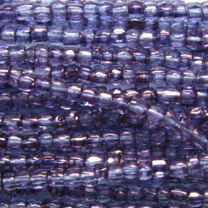 9/0 Czech Three Cut Seed Bead, Gold Luster Transparent Amethyst