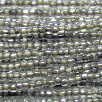 9/0 Czech Three Cut Seed Bead, Beige Lined Crystal
