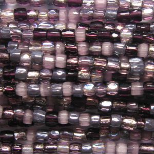 9/0 Czech Three Cut Seed Bead, Purple Passion Mix