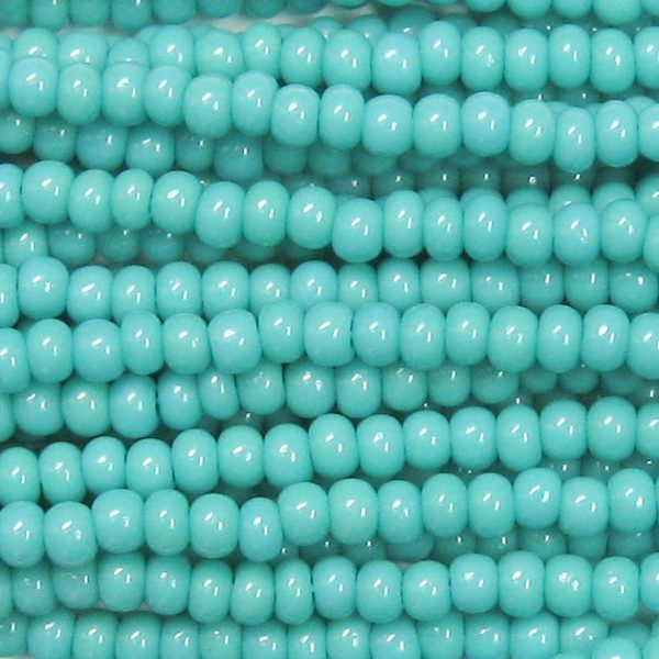 14/0 Czech Seed Bead, Opaque Turquoise Green