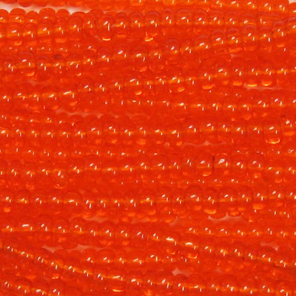 14/0 Czech Seed Bead, Transparent Dark Hyacinth Orange