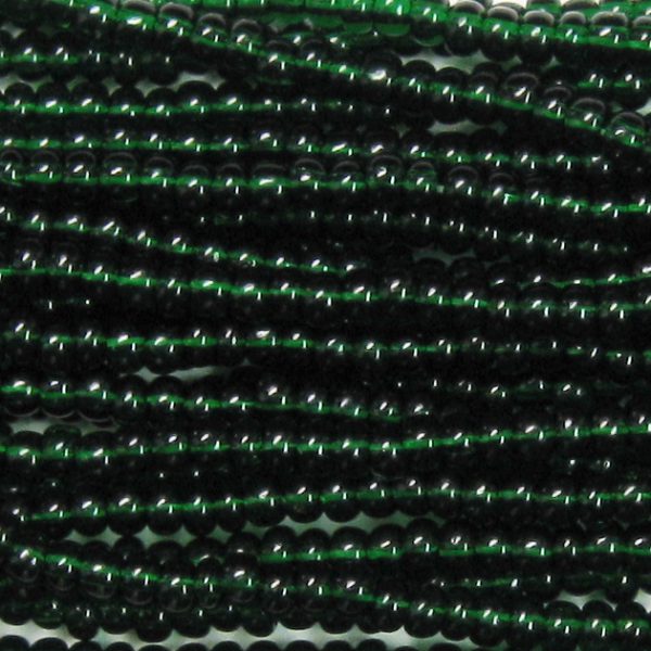 14/0 Czech Seed Bead, Transparent Bottle Green
