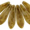 5x16mm Dagger Beads, Opaque Ivory Picasso