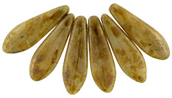 5x16mm Dagger Beads, Opaque Ivory Picasso
