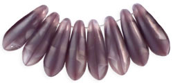 3x11mm Small Dagger Beads, Crystal and Purple Pearl