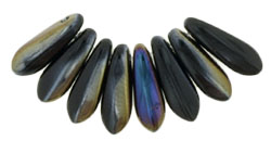 3x11mm Small Dagger Beads, Opaque Black Twilight