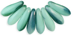 3x11mm Small Dagger Beads, Opaque Light Turquoise, 1/2 Lumi