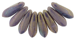 3x11mm Small Dagger Beads, Purple Bronzed Smoke