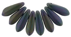 3x11mm Small Dagger Beads, Frosted Purple Iris