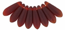 3x11mm Small Dagger Beads, Frosted Transparent Garnet