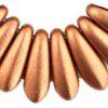 3x11mm Small Dagger Beads, Frosted Light Copper Supra