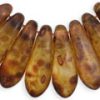 3x11mm Small Dagger Beads, Frosted Transparent Crystal Picasso