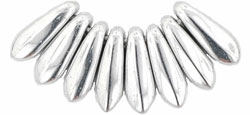 3x11mm Small Dagger Beads, Metallic Silver (Labradore)