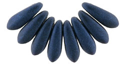 3x11mm Small Dagger Beads, Midnight Blue Metallic Suede