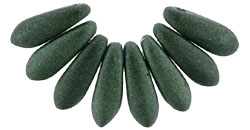 3x11mm Small Dagger Beads, Forest Green Metallic Suede