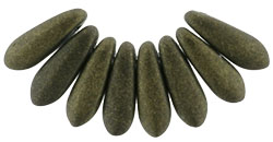 3x11mm Small Dagger Beads, Olive Metallic Suede