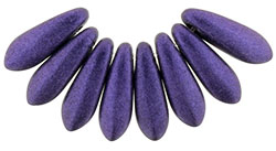 3x11mm Small Dagger Beads, Dark Purple Metallic Suede