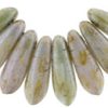 3x11mm Small Dagger Beads, Opaque Seafoam Picasso