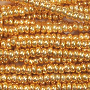 13/0 Czech Seed Bead, Galvanized Metallic Gold