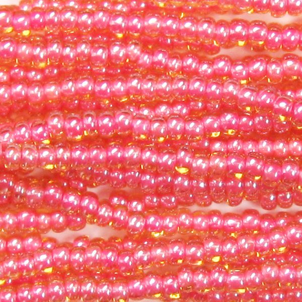 13/0 Czech Seed Bead, 2-Tone Pink Lined Topaz