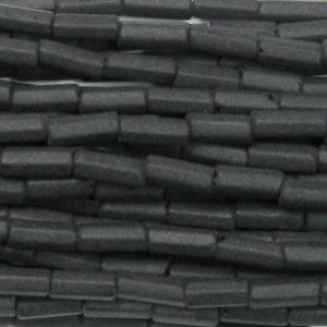 #2, 5mm Czech Bugle Bead, Frosted Opaque Black