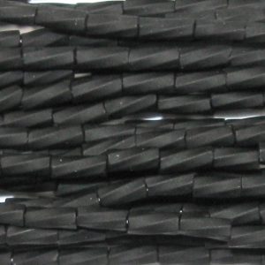 #2, 5mm Czech Twist Bugle Bead, Frosted Opaque Black