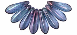 3x11mm Small Dagger Beads, Gold Luster Amethyst