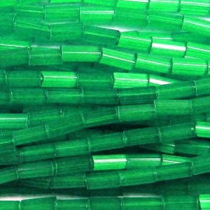 #2, 5mm Czech Bugle Bead, Green Satin