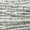 #2, 5mm Czech Bugle Bead, Frosted Metallic Silver Supra*