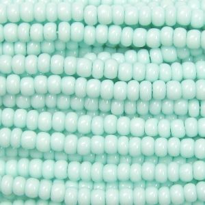 8/0 Czech Seed Bead, Opaque Light Green Turquoise Tint**