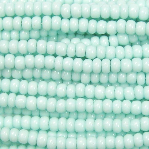 8/0 Czech Seed Bead, Opaque Light Green Turquoise Tint**