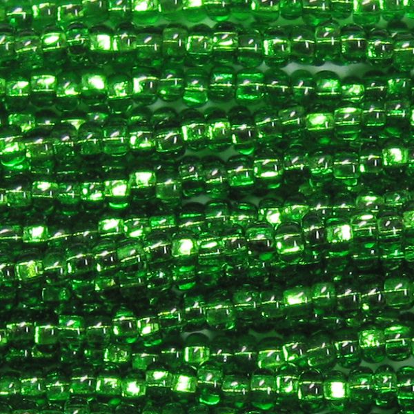 8/0 Czech Seed Bead, Silver Lined Kelly Green