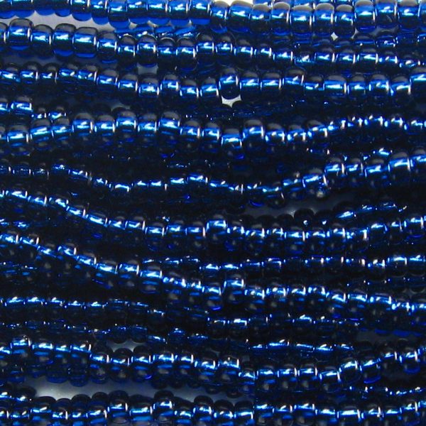 8/0 Czech Seed Bead, Silver Lined Montana Blue