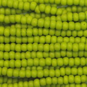 8/0 Czech Seed Bead, Frosted Opaque Olive Green