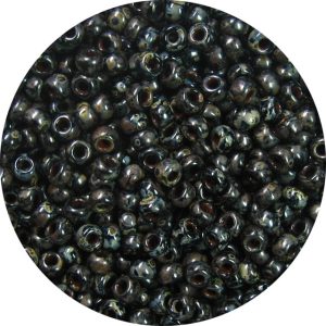 8/0 Japanese Seed Bead, Opaque Black Picasso