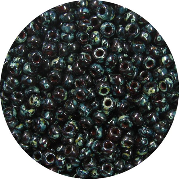 8/0 Japanese Seed Bead, Transparent Garnet Picasso