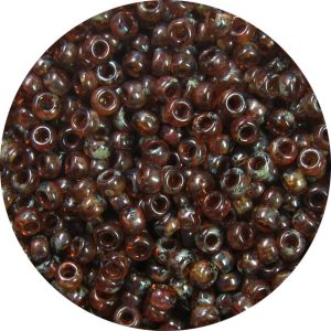 8/0 Japanese Seed Bead, Transparent Colorado Topaz Picasso