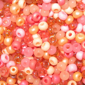 8/0 Czech Seed Bead, Peach Parfait Mix