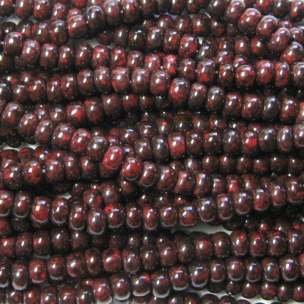 8/0 Czech Seed Bead, Opaque Red Travertine