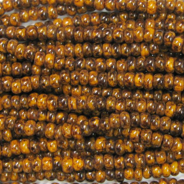 8/0 Czech Seed Bead, Opaque Orange Travertine