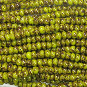 8/0 Czech Seed Bead, Opaque Chartreuse Travertine