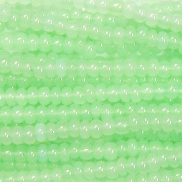 8/0 Czech Seed Bead, Waxy Light Jade Opal Tint**