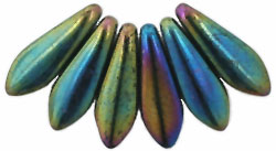 5x16mm Dagger Beads, Green Iris