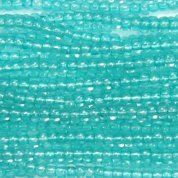 8/0 Czech Seed Bead, Transparent Bright Aqua Green Tint**