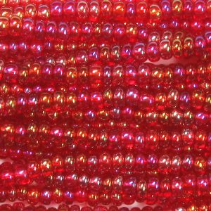 8/0 Czech Seed Bead, Transparent Ruby AB