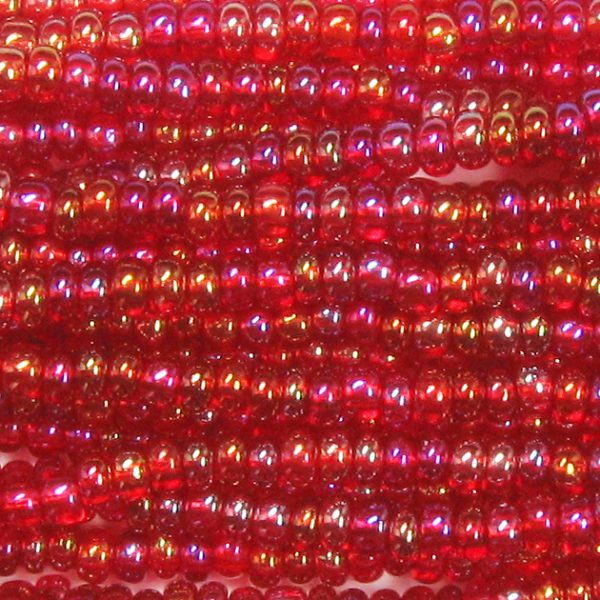 8/0 Czech Seed Bead, Transparent Ruby AB