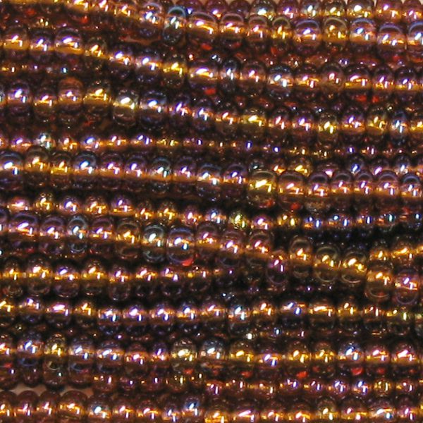 8/0 Czech Seed Bead, Transparent Dark Smoke Topaz AB