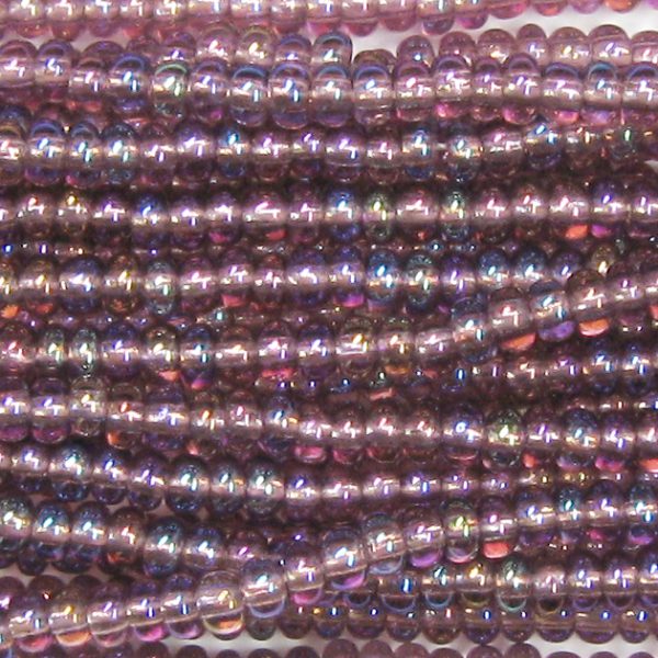 8/0 Czech Seed Bead, Transparent Light Amethyst AB