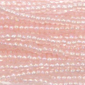 8/0 Czech Seed Bead, Transparent Light Rose Tint AB**