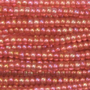 8/0 Czech Seed Bead, Transparent Rose Tint AB**